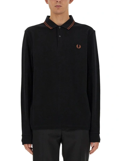 Fred Perry Twin Tipped Long Sleeved Polo Navy
