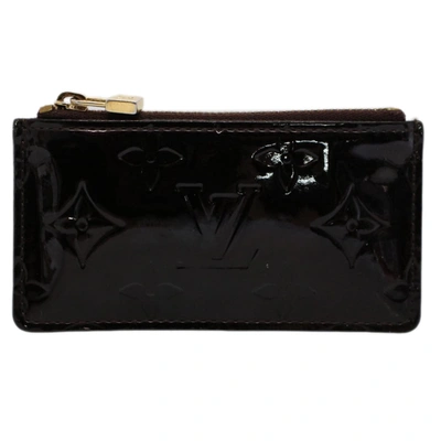 Pre-owned Louis Vuitton Pochette Clés Burgundy Patent Leather Wallet  ()