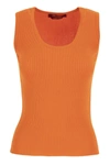 Max Mara Studio Ribbed Tank Top In Orange