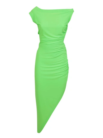 Norma Kamali Diana Asymmetrical Mini Dress In Green