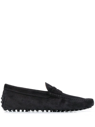 Tod's Rubberized Moccasins Shoes In Black