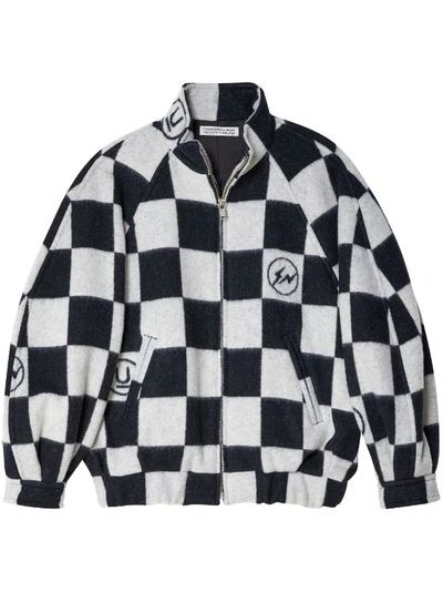 Undercover Checkerboard-print Blouson Jacket In Black Ck