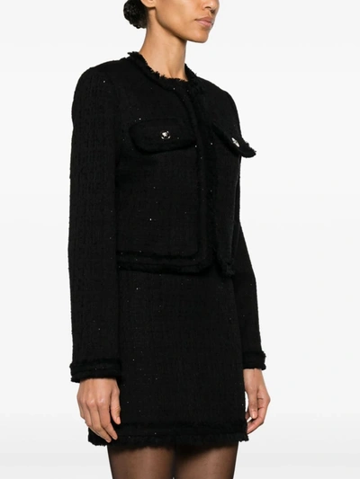 Versace Women Informal Jacket Cotton Mix Summer Tweed Fabric In 1b000 Black