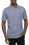 Travis Mathew Travismathew No Maps Floral Pocket Piqué Polo In Heather Peacoat