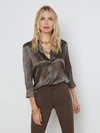 L Agence Dani Safari-printed Silk Blouse In Charcoal Multi Safari Scenic