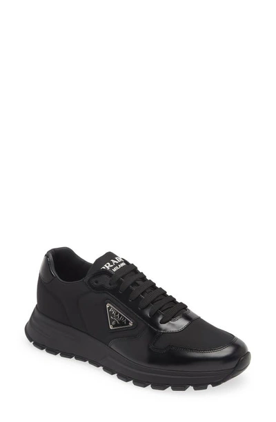 Prada Autry White Leather Medalist Sneakers In Black
