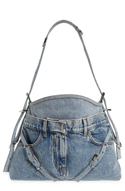 Givenchy Medium Voyou Shoulder Bag In Boyfriend Denim In Blue