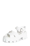 Prada Triangle-logo Quilted Leather Sandals In White