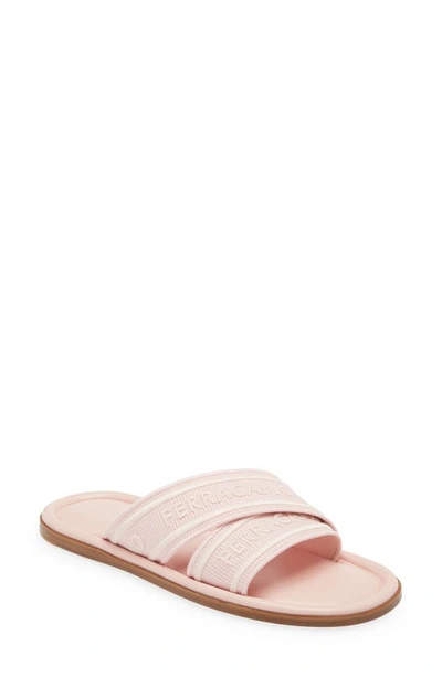 Ferragamo Laurene Logo Cotton Flat Sandals In Pink