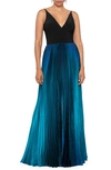 BETSY & ADAM OMBRÉ PLEATED GOWN