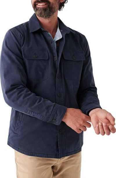 Faherty Cpo Cotton Shirt Jacket In Blue