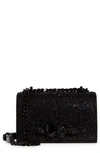 Alexander Mcqueen Mini Jeweled Crystal Embellished Leather Satchel In Black