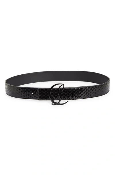 Christian Louboutin Cl Birdy Patent Leather Belt In Cm53 Black/ Black