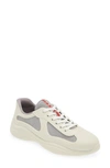 Prada Mens Neutral America's Cup Original Leather And Mesh Trainers Eur 46 / 12 Uk In Beige Khaki