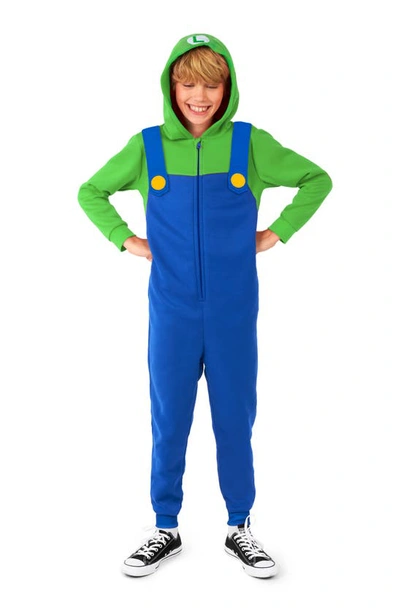 Opposuits Kids' Little Boys Luigi Zip Up Onesie Outfit In Green