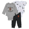 WEAR BY ERIN ANDREWS NEWBORN & INFANT WEAR BY ERIN ANDREWS GRAY/WHITE/BLACK SAN FRANCISCO GIANTS THREE-PIECE TURN ME AROU