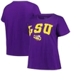 Profile Purple Lsu Tigers Plus Size Arch Over Logo Scoop Neck T-shirt In Purple