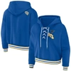 Wear By Erin Andrews Royal Los Angeles Rams Lace-up Pullover Hoodie In Blue