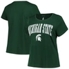PROFILE PROFILE GREEN MICHIGAN STATE SPARTANS PLUS SIZE ARCH OVER LOGO SCOOP NECK T-SHIRT