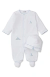 KISSY KISSY BUNNY EMBROIDERED PIMA COTTON FOOTIE & HAT SET