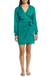 Lilly Pulitzer Nicolina Animal Jacquard Long Sleeve Wrap Dress In Evergreen