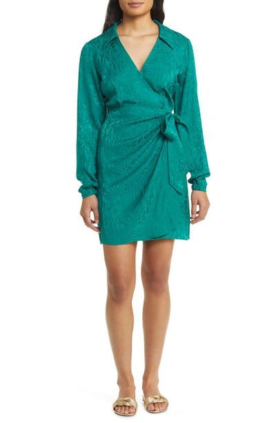 LILLY PULITZER NICOLINA ANIMAL JACQUARD LONG SLEEVE WRAP DRESS