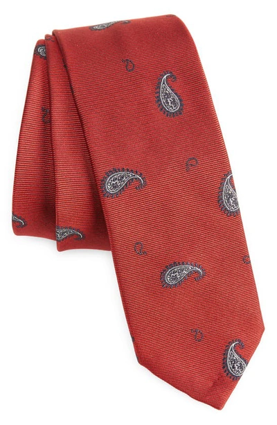 Thom Browne Paisley Silk Tie In Red