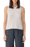 Eileen Fisher Ribbed Sleeveless Crewneck Top In Bone