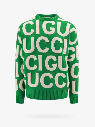 Gucci Logo-intarsia Wool Jumper In Green