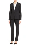 Hugo Boss Stretch Wool Blazer With Curved Lapels In Black