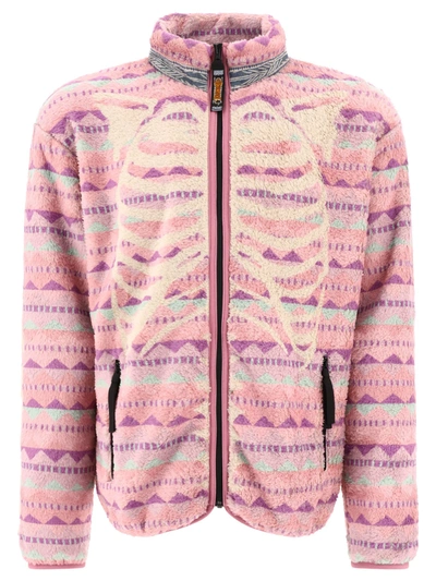 Kapital Ashland Printed Fleece Zip-up Sweatshirt In Pink