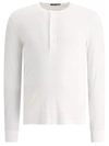 Tom Ford Henley Long Sleeve Buttoned T-shirt In White