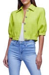 L Agence Cove Crop Short Sleeve Jacket Lime 00 In Lime