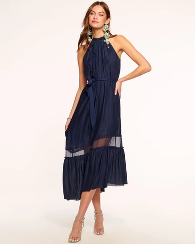 Ramy Brook Sevyn High Neck Maxi Dress In Navy