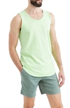 Goodlife Sunfaded Slub Scallop Tank Top In Neon Green