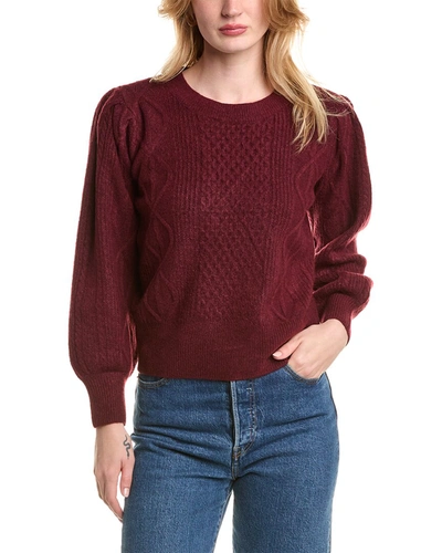 1.state Variegated Cable Sweater In Red