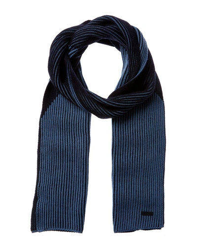 Hugo Boss Lupi Wool Scarf In Blue