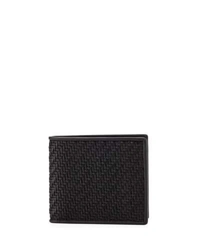 Ermenegildo Zegna Pelle Tessuta Woven Leather Bi-fold Wallet, Black