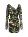 Roberto Cavalli Short Black Stretch Dress With Lemons Print In Black