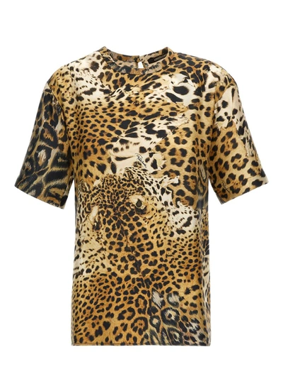 Roberto Cavalli Multicolour Jaguaro T-shirt In Neutrals