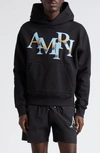 Amiri Staggered-chrome Cotton Hoodie In Black
