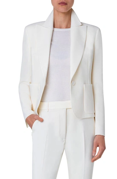 Akris Single-breasted Wool Double-face Stretch Tailored Jacket In Ecru