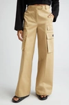 Versace Wide Cotton Gabardine Cargo Pants In Sand