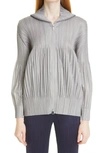 Issey Miyake Pleated Zip-up Jacket In Cool Grey/grey