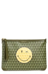 ANYA HINDMARCH SMILEY® I AM A PLASTIC BAG WINK RECYCLED COATED CANVAS ZIP POUCH