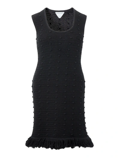 Bottega Veneta Knitted Black Dress With Pompom Details