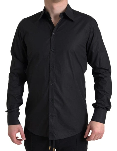 Dolce & Gabbana Martini Cotton Jacquard Shirt In Black