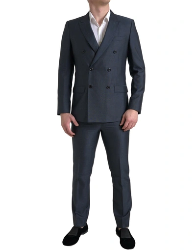 DOLCE & GABBANA DOLCE & GABBANA ELEGANT BLUE SILK BLEND MARTINI MEN'S SUIT