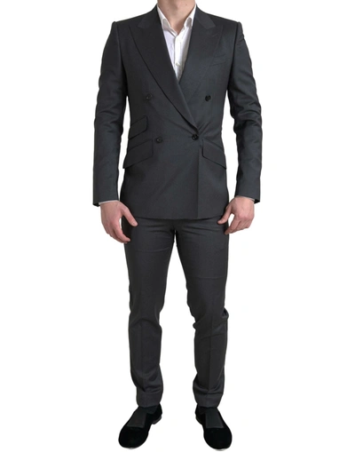 DOLCE & GABBANA DOLCE & GABBANA SLEEK GREY SLIM FIT DOUBLE BREASTED MEN'S SUIT