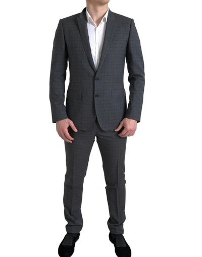 Dolce & Gabbana Gray 2 Piece Single Breasted Martini Suit In Gray Patterned
